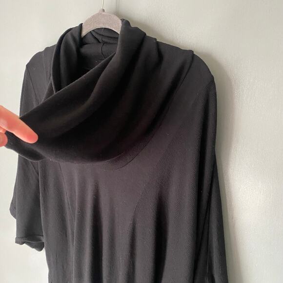 BEBE Women's Small Black Knit Cowl Neck Short Sleeve 90's Y2K Relaxed Classic - Picture 2 of 7